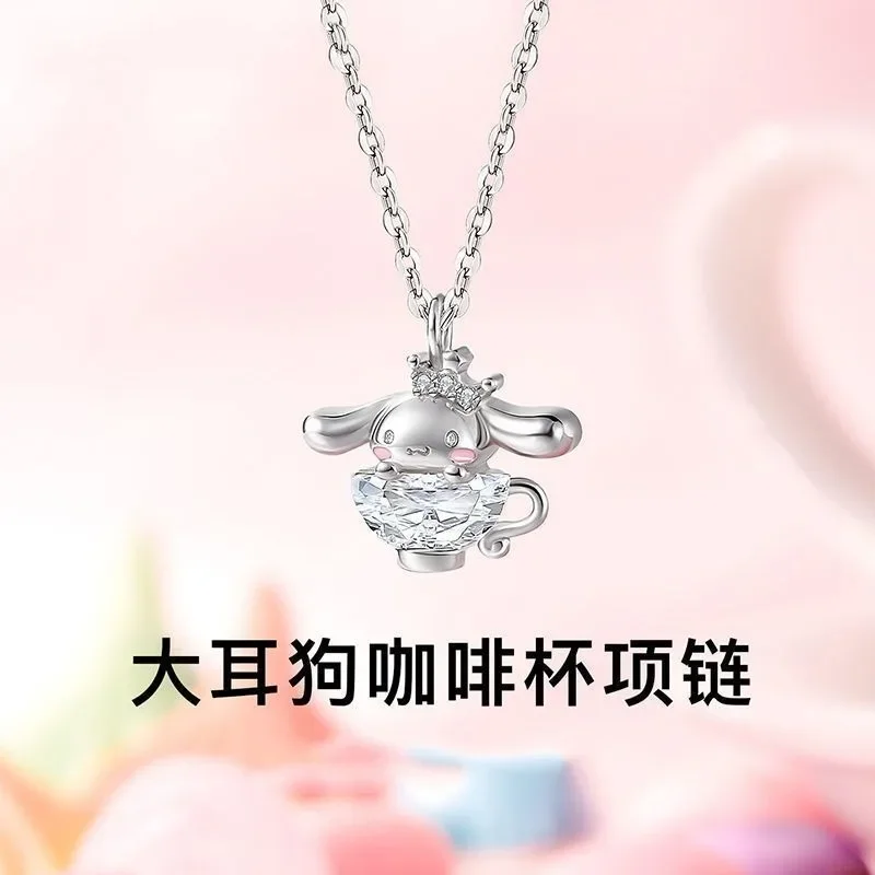 

Sweet Anime Ins Kawaii Sanrio Cinnamoroll Collarbone Chain Necklace Cute Cartoon 925 Sterling Silver Fashion Decoration Gifts