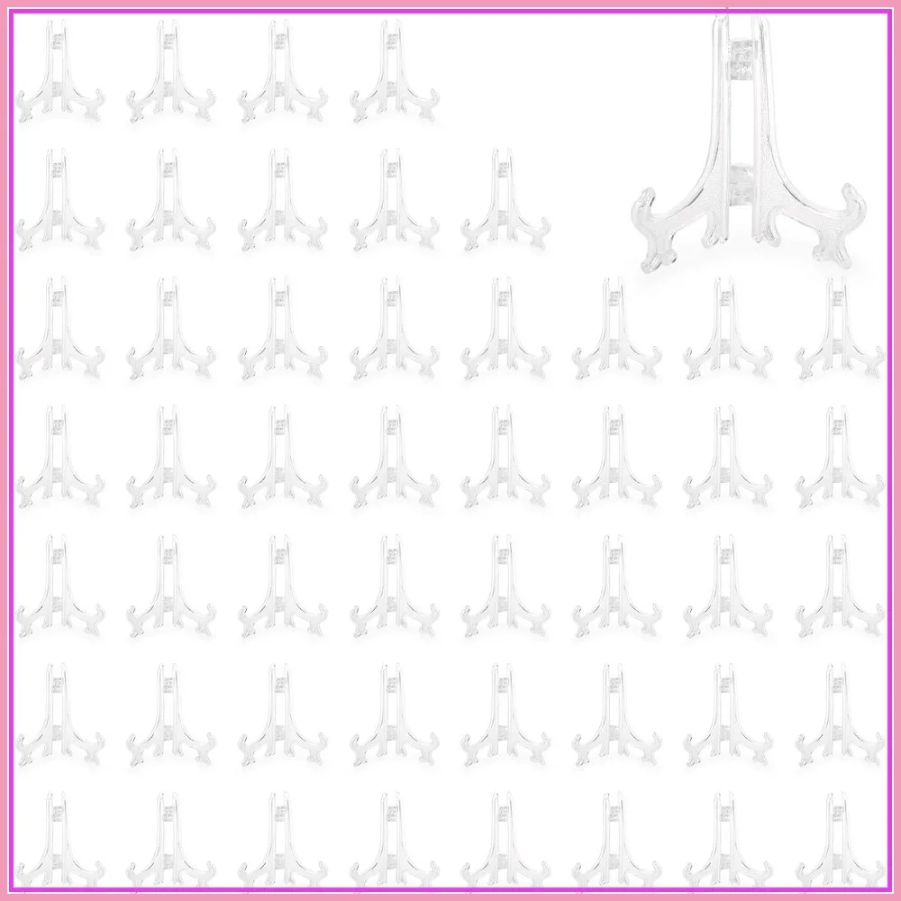 

50 Pack 3 Inch Mini Easel Stands for Small Picture, Painting, Plate, Card Display