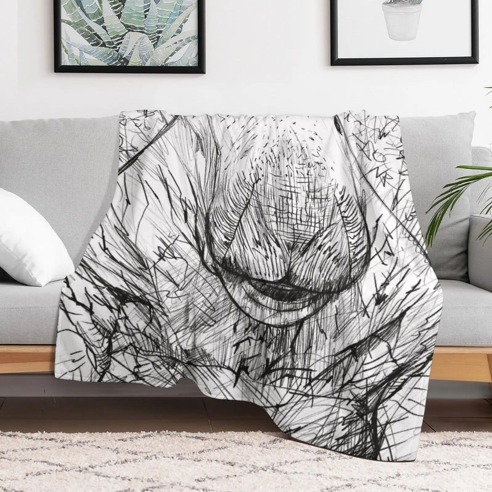 DUGONG pencil portrait .1 Throw Blanket Stuffeds for babies Blankets