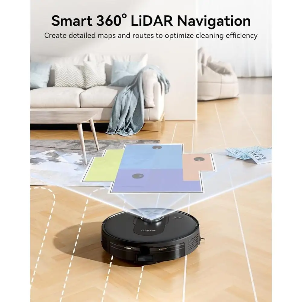 Smart Robot Vacuum Mop Self Emptying 60 Days 5000Pa Suction LiDAR Navigation App Voice Control