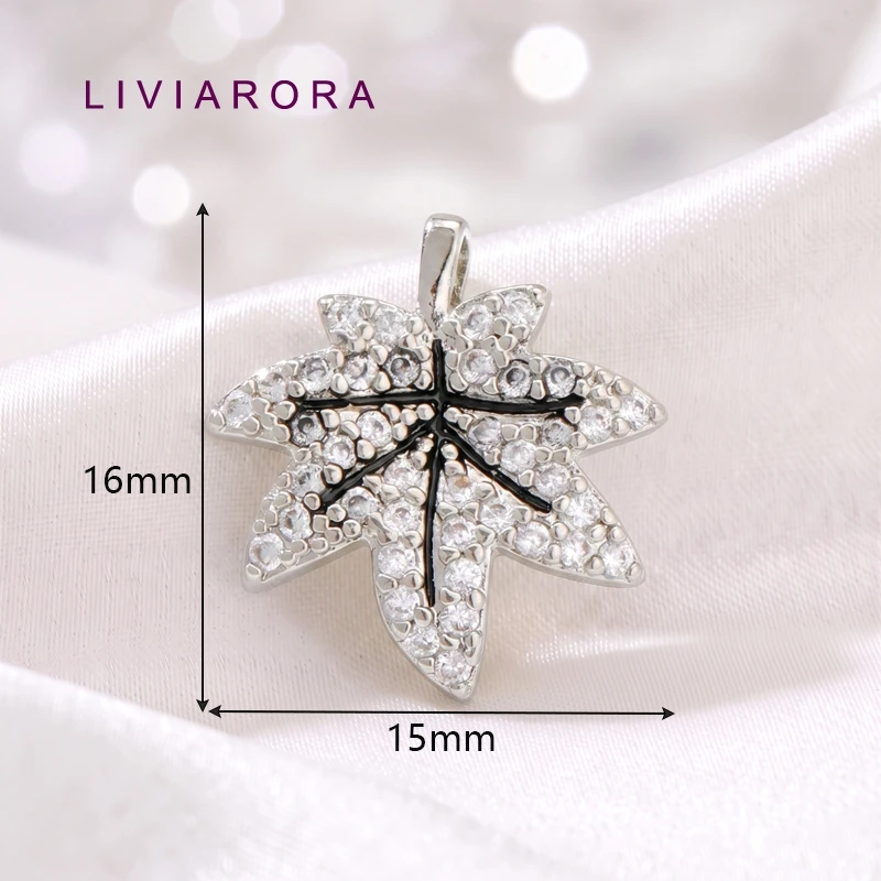 18K Gold Plated Brass Maple Leaf Charms Pendant For Necklace Making Accessories,Inlaid Zircon Maple Leaf Charms,Jewelry Material view 4