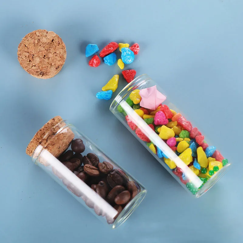 1pc 25ml bricolage souhaitant Mini bouteilles en verre verre en liège bouteille en verre vide transparente avec pots en verre en bois diamètre 30mm