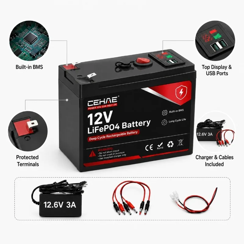12V 30Ah LiFePO4 Battery for Mini Balance Scooter  Outdoor Camera  Solar Street Light  Flashlight  Mini Pump Battery