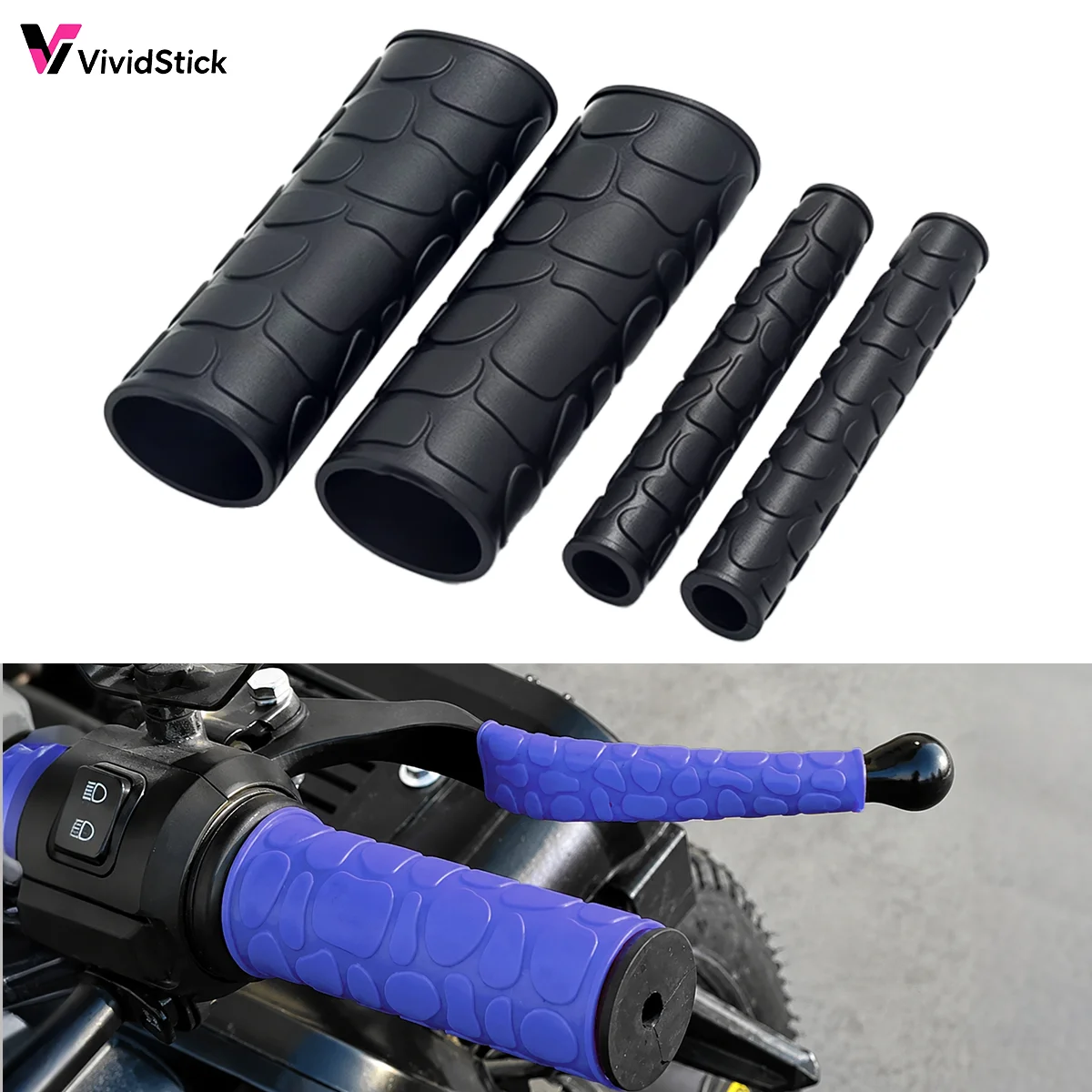 

4pcs Motorcycle Anti-Slip Waterproof Rubber Handlebar Grip Brake Lever Protective Sleeves Comfortable Grips Parts Accessories