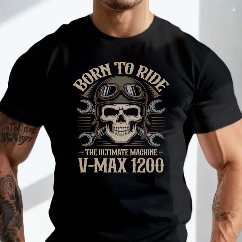 V MAX 1200 MOTORCYCLE T-SHIRT BORN TO RIDE THE ULTIMATE MACHINE Retro Biker Casual T Shirt