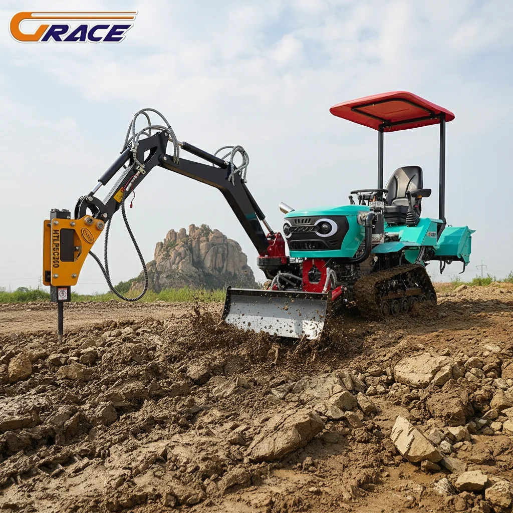 

Mini 35HP Crawler Tractor EuroV Engine With Excavator Bucket Bulldozer Shovel For Sale
