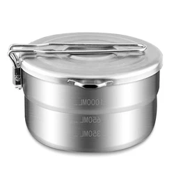 1.5L Stainless Steel Lunch Case with Storage Bag Camping Pot for Backpacking Hikiing Fishing