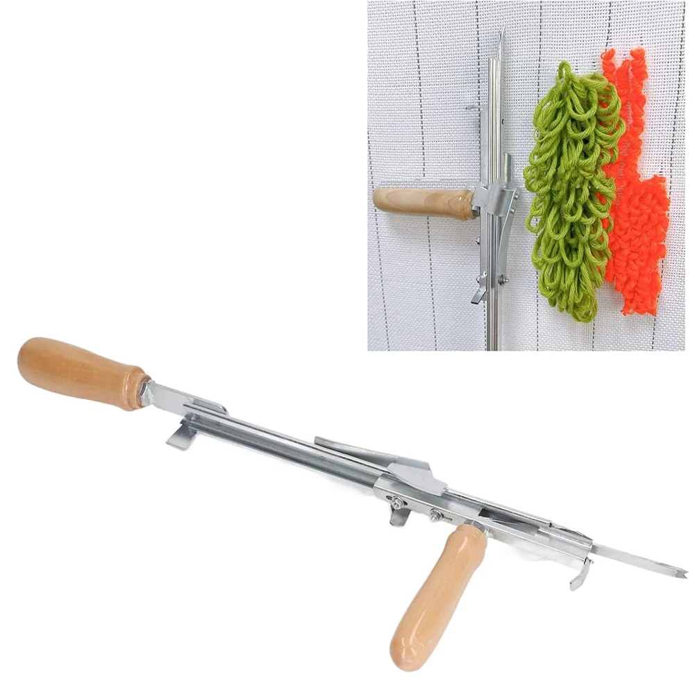 

Adjustable Speed Manual Tufting Tool for Creating Custom Rugs with Stainless Steel and Comfortable Beech Wood Handle