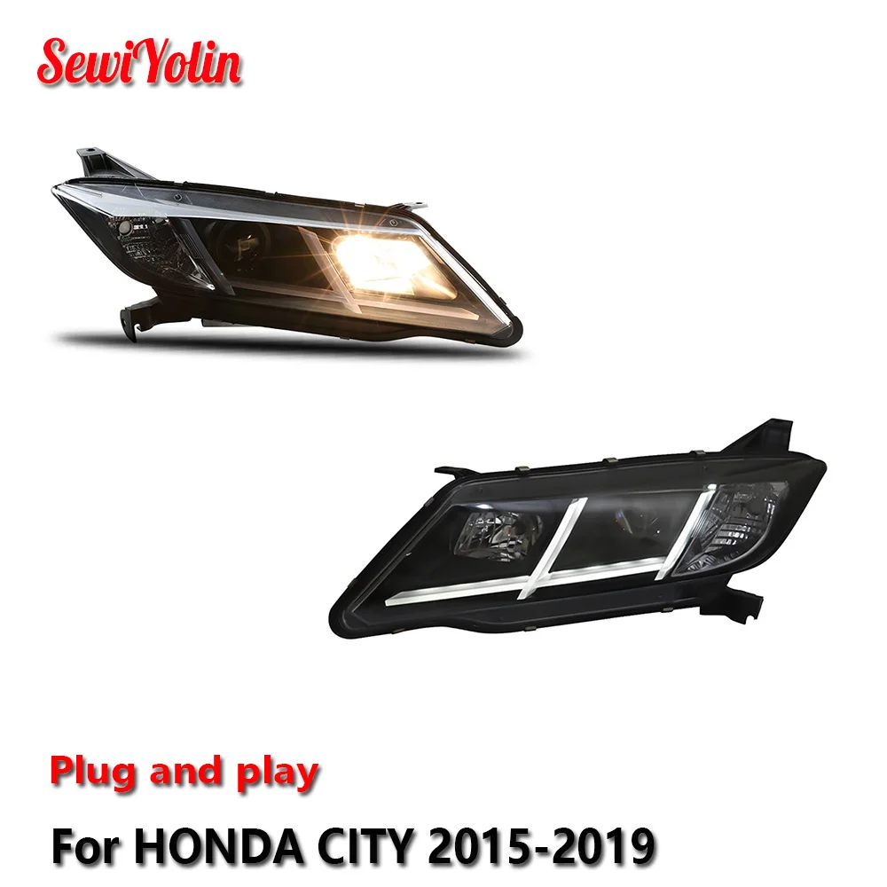 

Car LED Headlight Light Assemblies For HONDA CITY 2015-2019 Auto Fog DRL Brake Turn Signal Lamp Plug and Play