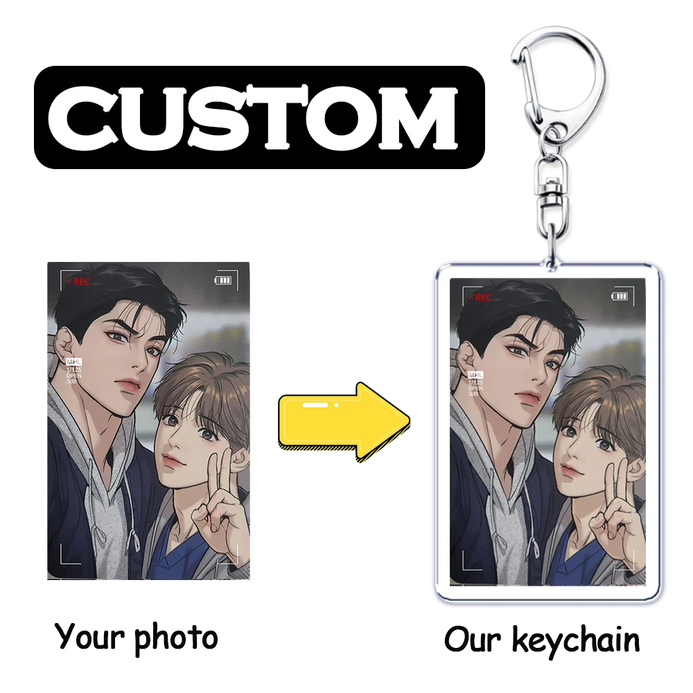 Custom Keychain Key Chain Photo Customized Movie Idol Pet Family Image Picture Personalized Keyrings Friends Birthday Fans Gifts