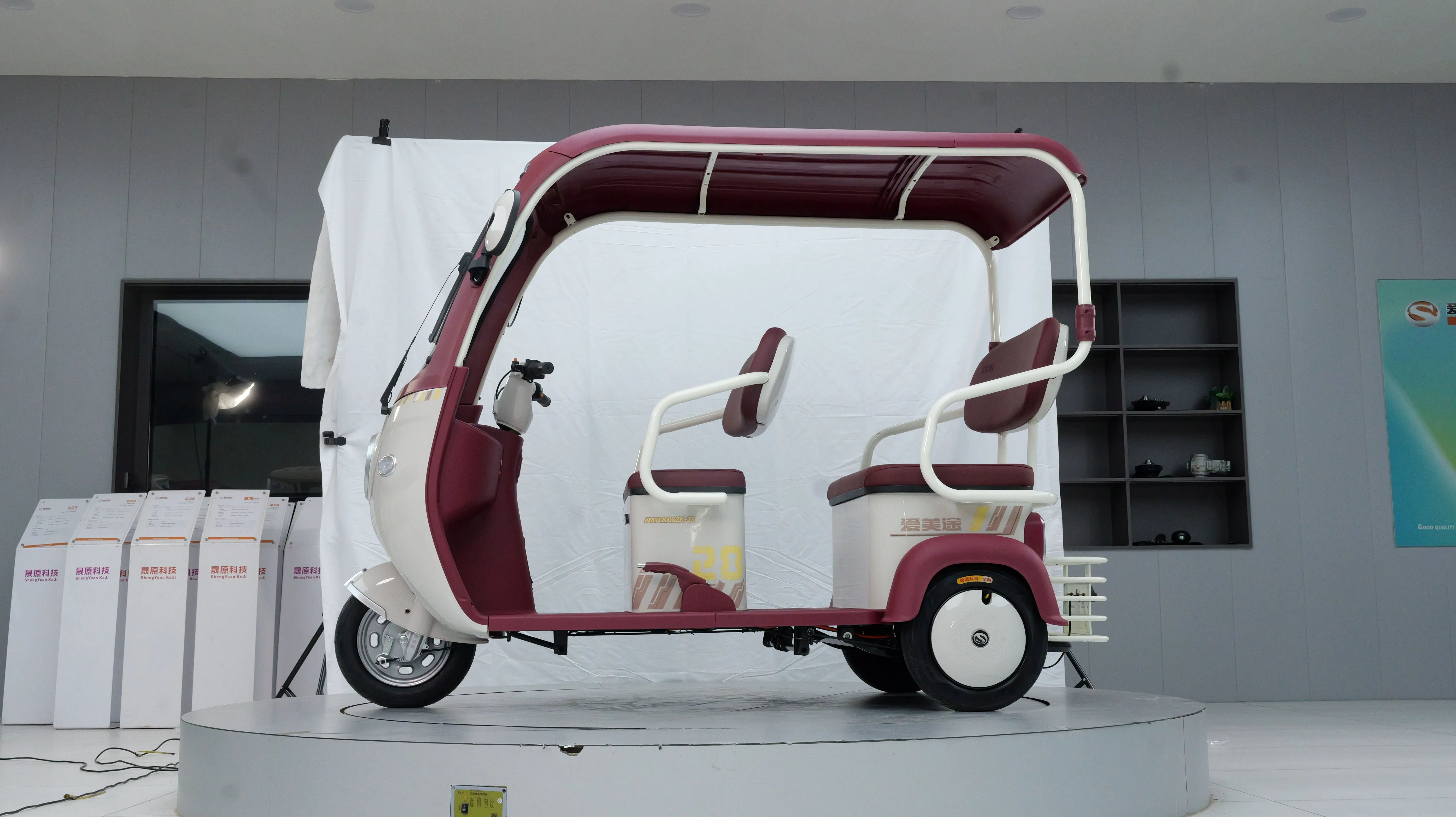 دراجة ثلاثية العجلات ترفيهية للبالغين مع محرك قوي، دراجة ثلاثية العجلات كهربائية للطاقة الخضراء للرحلات القصيرة، إطار سميك، نوع الجسم المفتوح