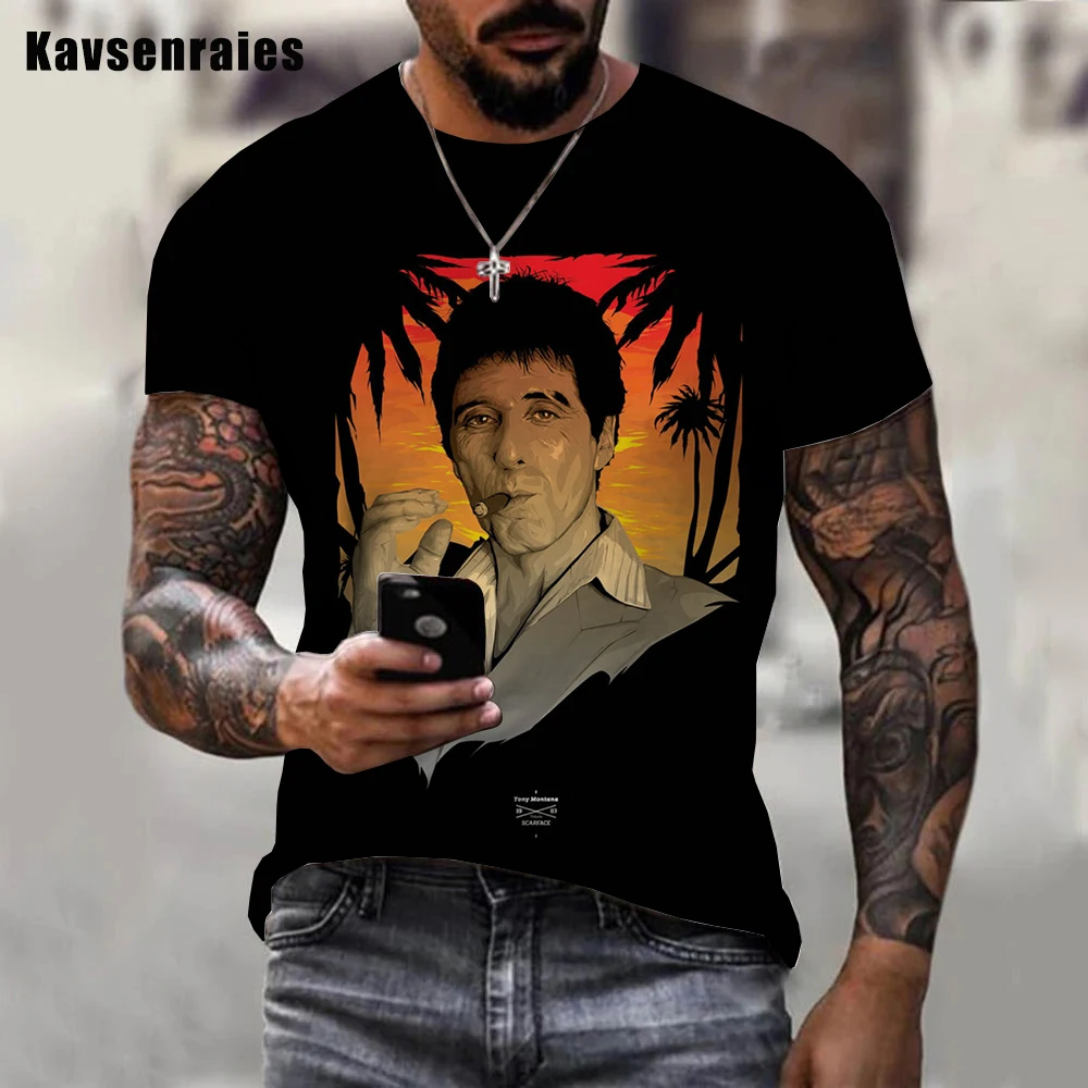 Movie Scarface T-shirt Tony Montana 3D Printed Streetwear Men Women Fashion Casual T-shirt Harajuku Oversized Cool Tee Tops