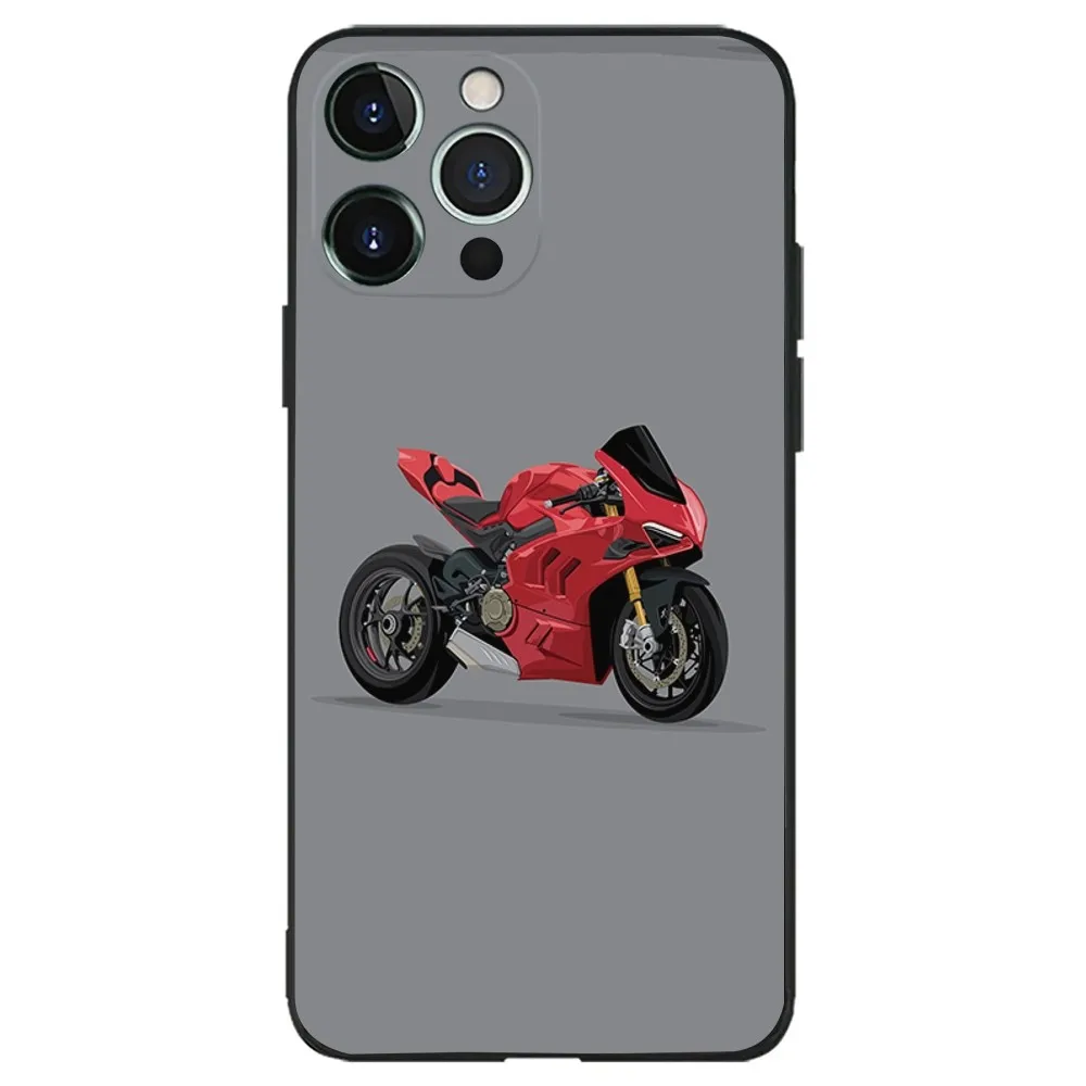 Sport D-Ducaties Cool Motorrad Phone Case For iPhone 16,15,14,13,12,11,Plus,Pro Max,XS,X,XR,SE,Mini,8,7 Soft Silicone Black