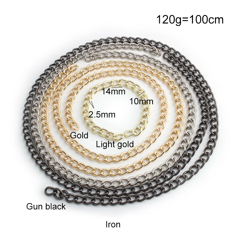 1-5-10 meters 10mm width 2.5 mm thick Iron purse chain the fashion bag chain fashion handbag chain