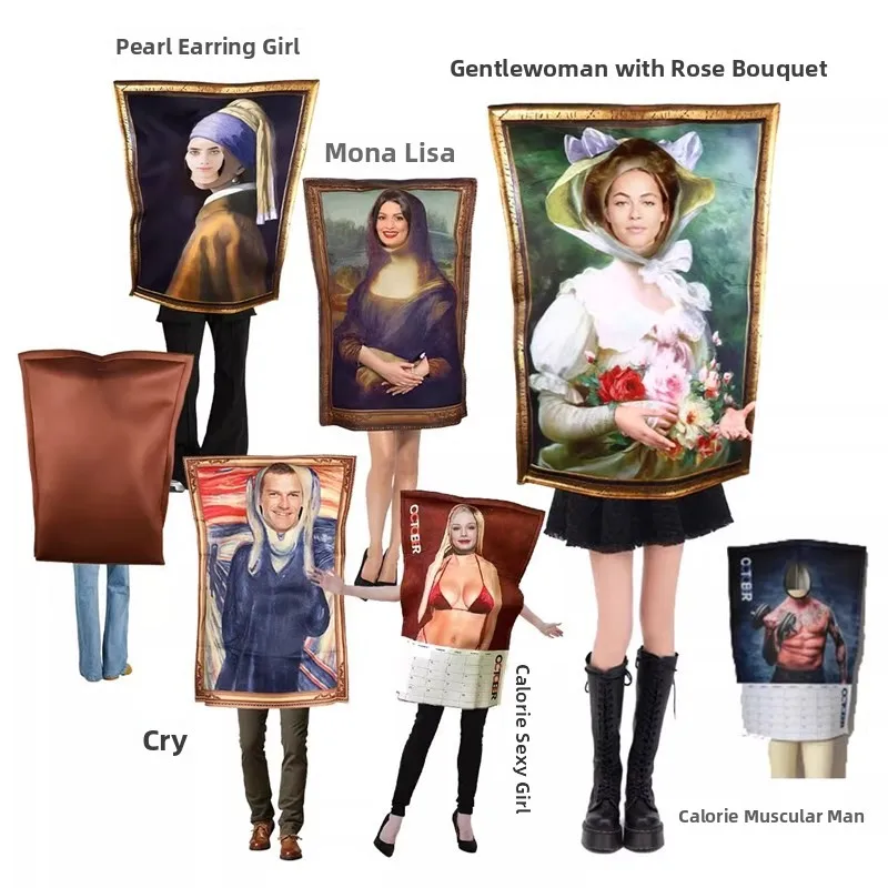 

Хэллоуин всемирно известная картина косплей Мона Ван Гога Scr Cn постер пара забавный костюм для родителей и детей