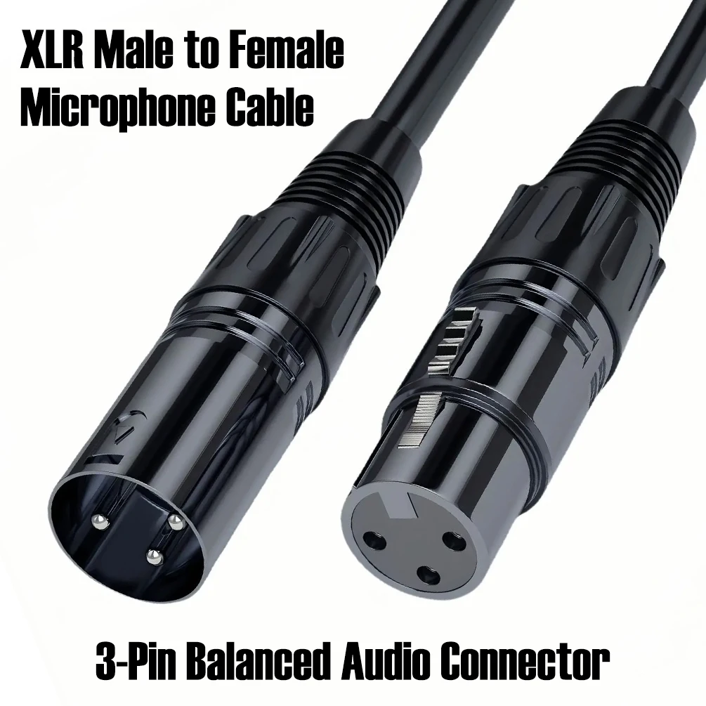 3-Pin XLR Male to Female Balanced Audio Cable High-Fidelity XLRM-XLRF Microphone Patch Cord for Stage Studio Mixer