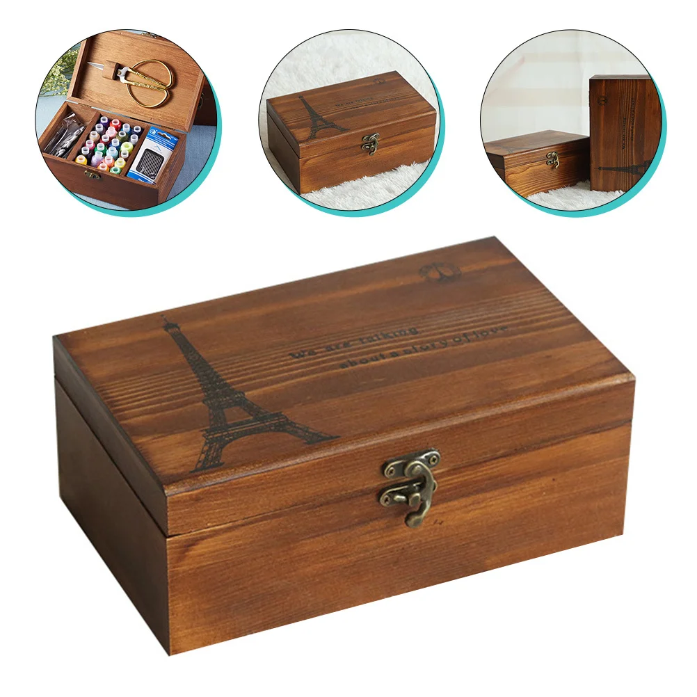 

Needle Thread Box Wooden Sewing Organizer Large Capacity For Embroidery Tools Kit Sewing Supplies Storage Case Home Craft