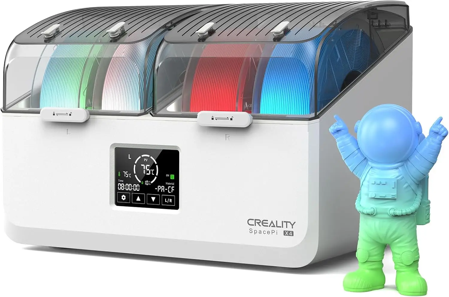 

4-Spool Filament Dryer Box with Dual Heating Chambers, Rapid 75℃ Drying for PLA,PETG,ABS,TPU,Nylon
