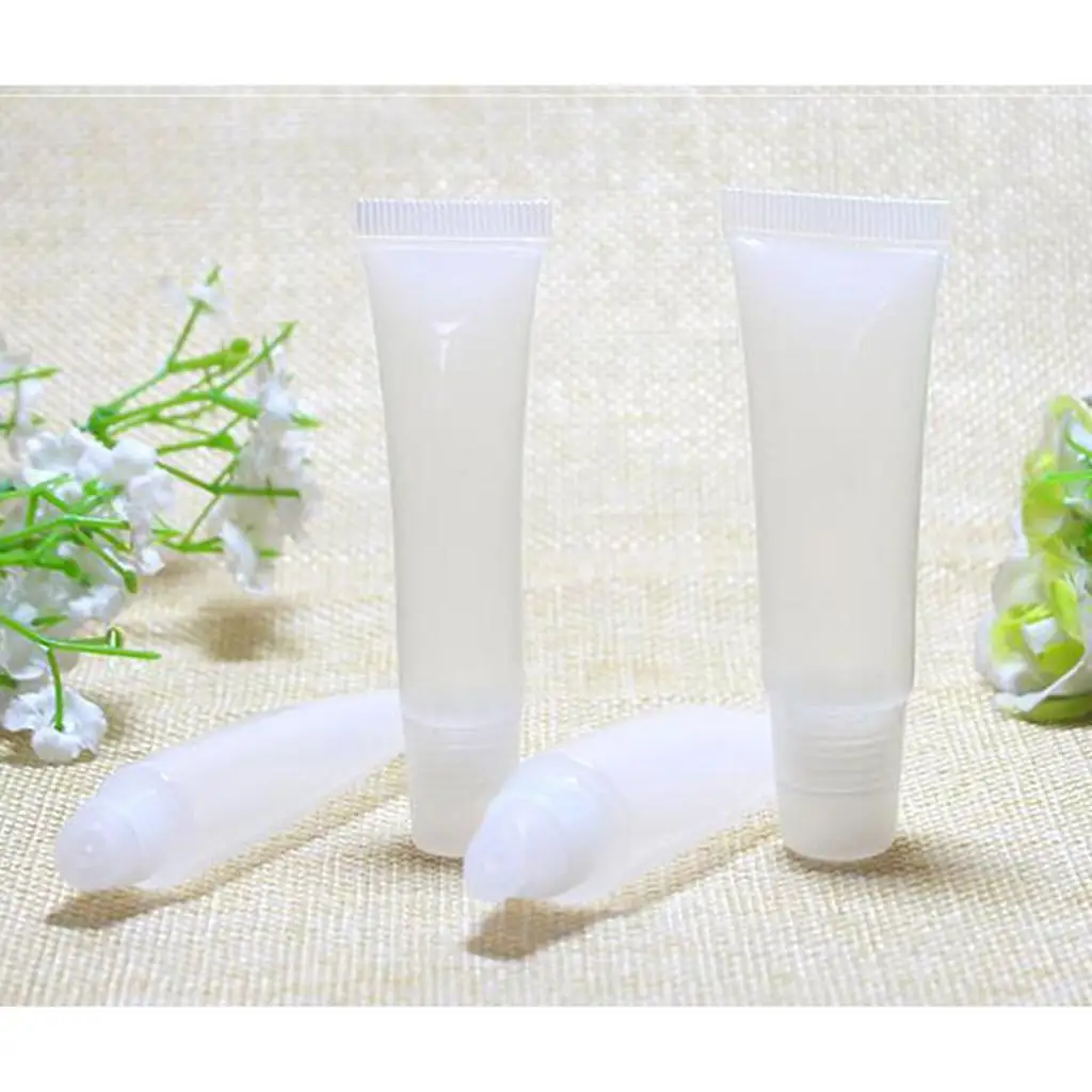 20 Packs 10ml 15ml Soft Empty Tubes, Refillable Mini Clear Lip Gloss Balm