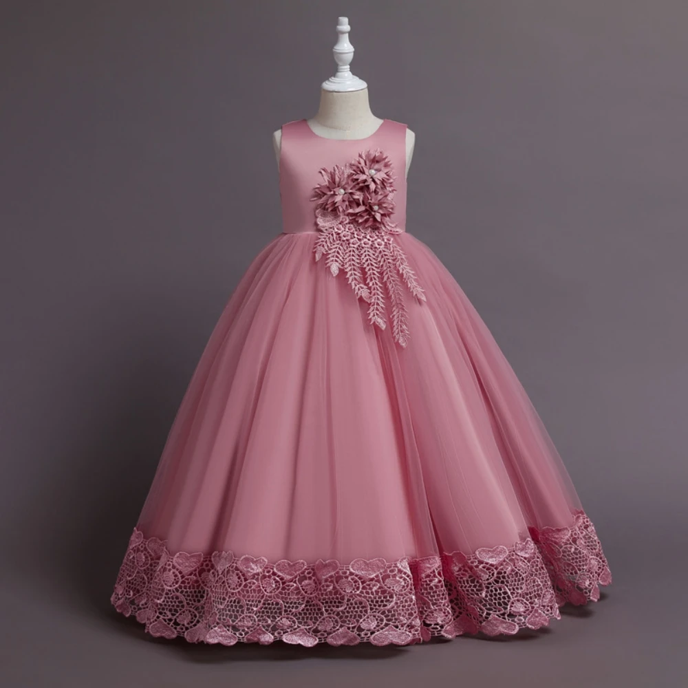Teen Flower Wedding Girls Party Dress Christmas Costume Princess Pageant Prom Gown Kids Dresses for Girls Formal Evening Clothes