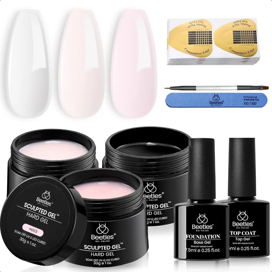 

Beetles Builder Gel for Nails10 in 1 30g 3 Colors Builder Nail Gel Kit Nail Extension Clear Nude Pink Hard Gel Sculpted Gel wit