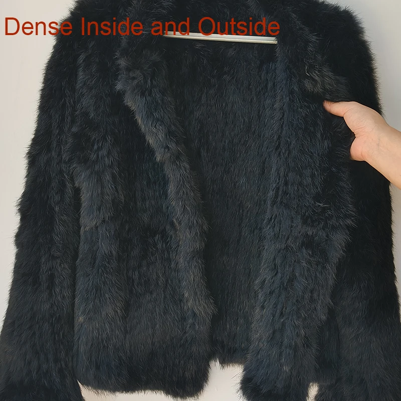 2025 Winter Women Turtle neck Warm Knitted Natural Fur coat Long Sleeve Female Warm Winter Genuine Fur Jacket Thick Outwear