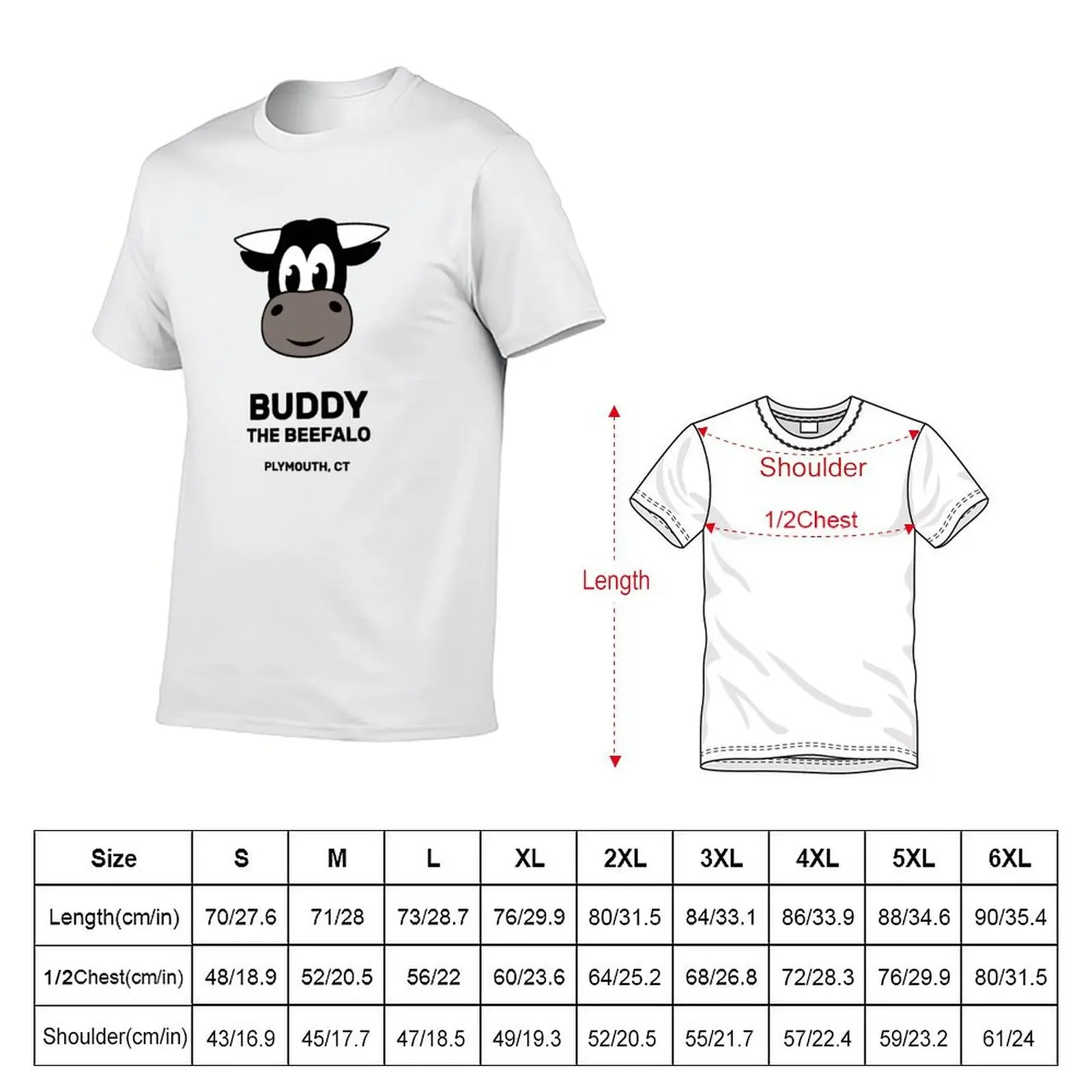 Buddy the Beefalo Plymouth, CT T-Shirt street wear oversizeds graphic t shirts mens white t shirts