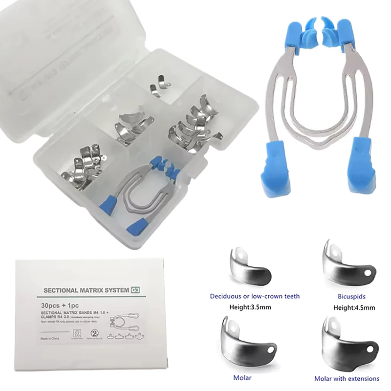 

Dental Matrix Sectional Contoured Matrices Clamps Wedges Metal Spring Clip Rings Dentist Tools Dental Lab Instrument