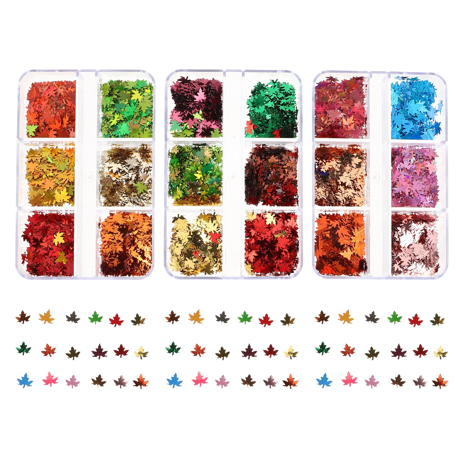 

3 Boxes Maple Leaf Nail Sequins Fall Manicure Art Thanksgiving DIY Autumn Decorative Supplies Maple Leaf Nail Sequins