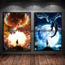 Pokemon Classic Cartoon Anime Lugia Ho-Oh Poster Action Figures Canvas Painting Wall Decoration HD Poster Kids Room Art Decorate