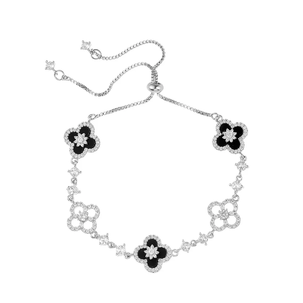 Lucky Four-Leaf Flower Design, Light Luxury Cherry Blossom Pink Shell-like Clover Bracelet,Women's Stylish Chic Jewelry,Hot Sale