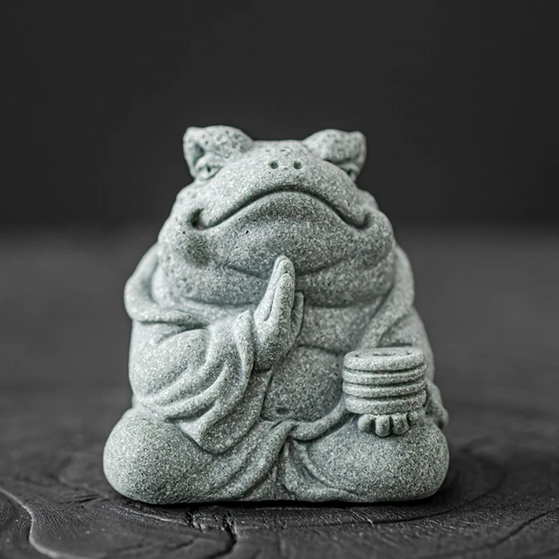1pcs Green Sandstone Animal Tea Pet Furniture, Tea Tray, Decorative Ornaments TeaSet Accessories Can Cultivate Tea for Fun