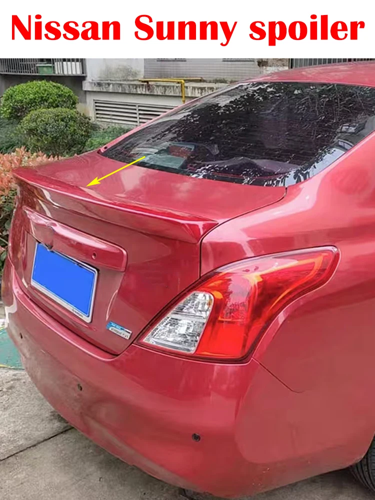 Dla Nissan Versa Spoiler 2011 2012 2013 2014 2015 2016 Sunny Spoiler Wysokiej jakości plastik ABS Tylna pokrywa bagażnika samochodu Spoiler skrzydła — zdjęcie 2