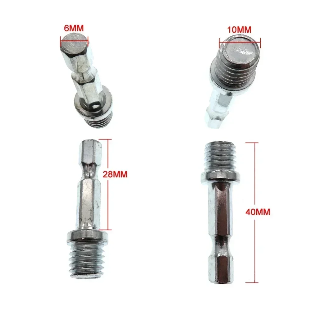 1/4 Hexagon Connecting Rod Adapter Drill Chuck Converter M10 M14 Thread Connection Hexagon For Grinder and Sander Polishing