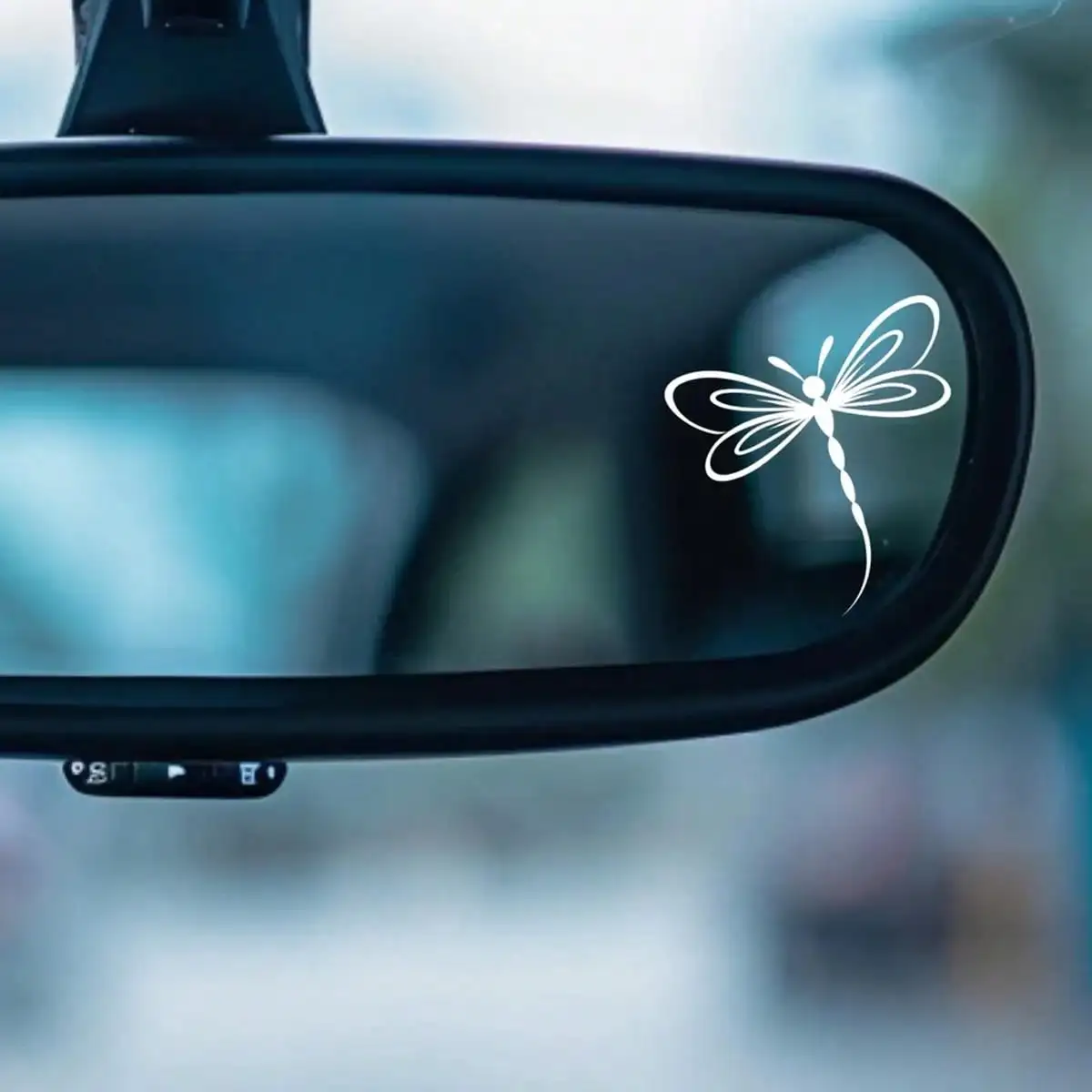 

Виниловая наклейка White Dragonfly для зеркала заднего вида автомобиля - минималистичный дизайн с изображением насекомых