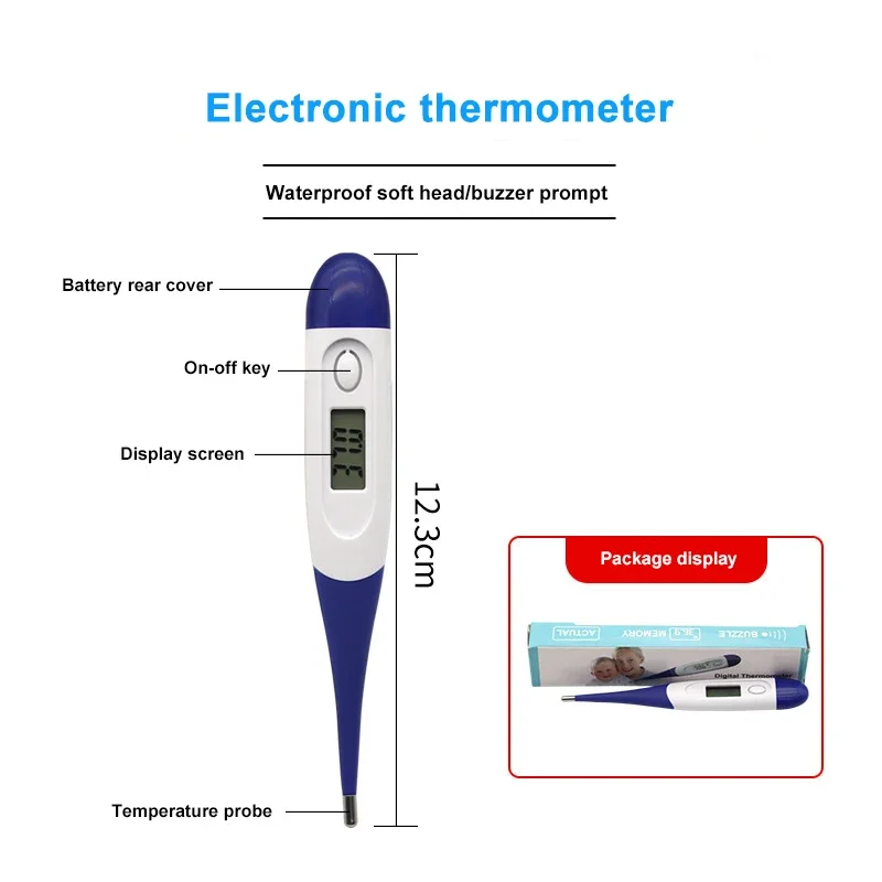 Pet Thermometer Fast Digital Veterinary Soft-tip Thermometer Breeding Products for Dogs Cats Horse Cattle Pigs Birds Sheeps