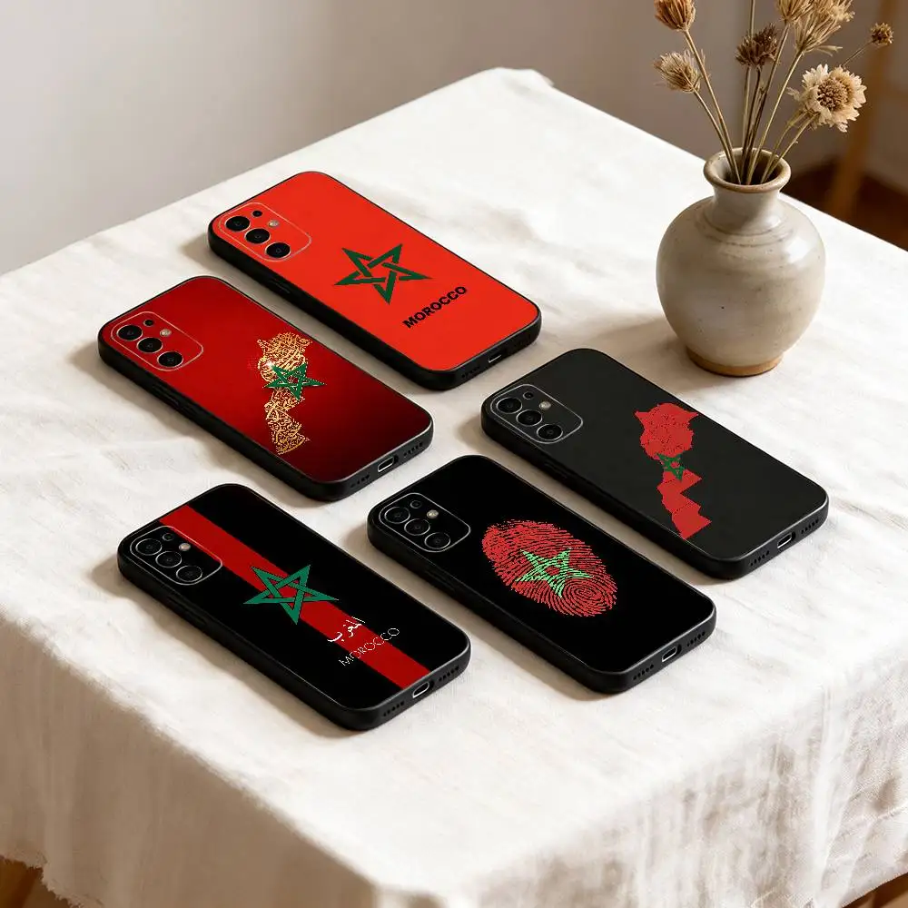 

Morocco Flag Phone Case Black Silicone Soft For Samsung S25,S24,S21,S22,S23,S30,Ultra,S20,Plus,Fe,Lite