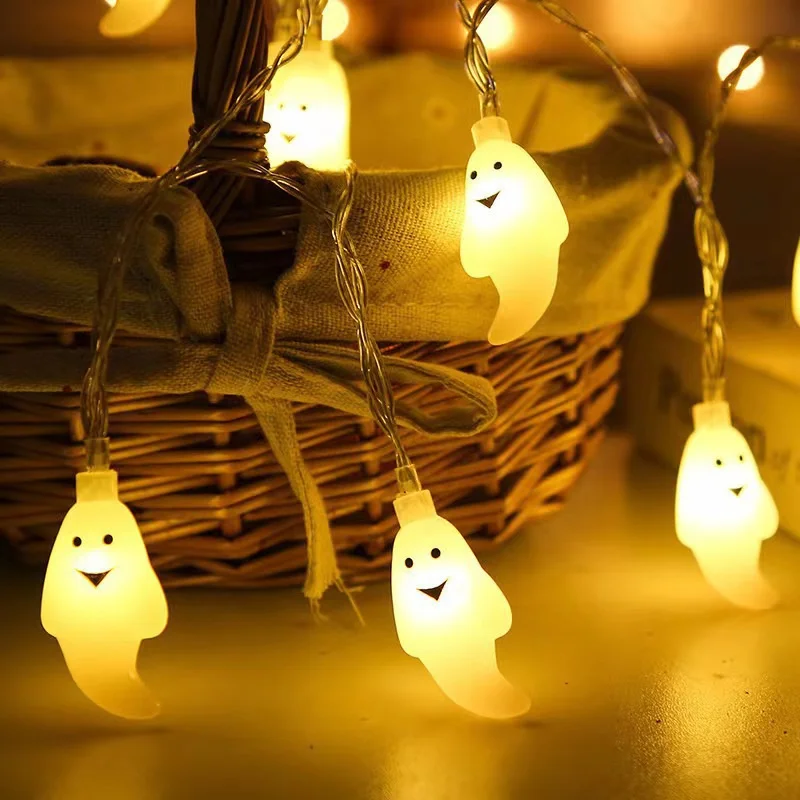 Nieuwjaar Halloween Ghost Led String Lights Indoor Sfeer Kerstdecoratie Kamer Batterij Verlichting Feest Waterdicht 080