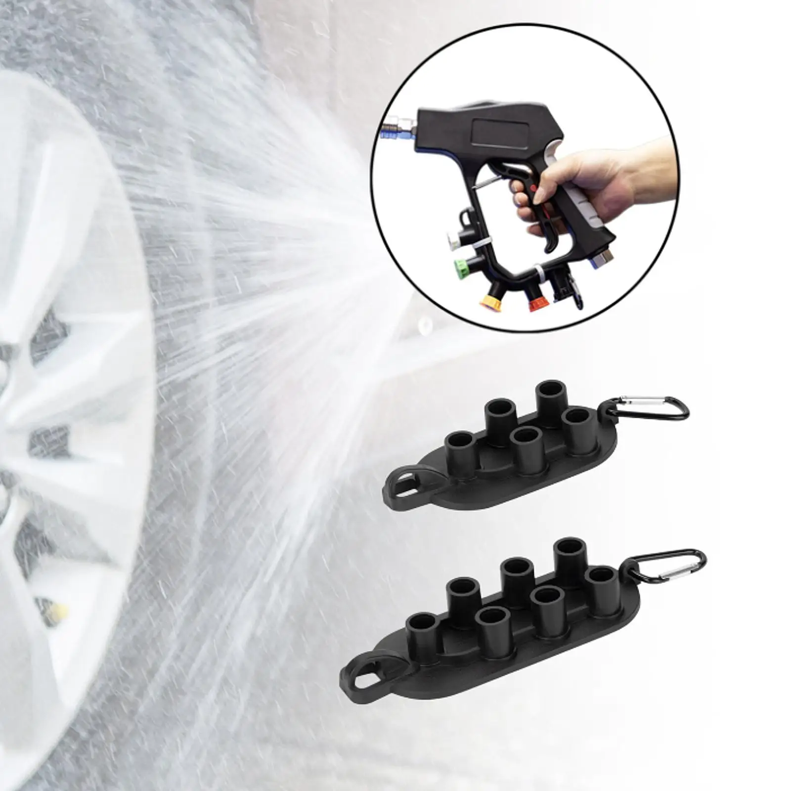 Portable Rubber Pressure Washer Tip Bracket Five Hole Nozzle Organizer Easy Install Storage Rack for Quick Connect