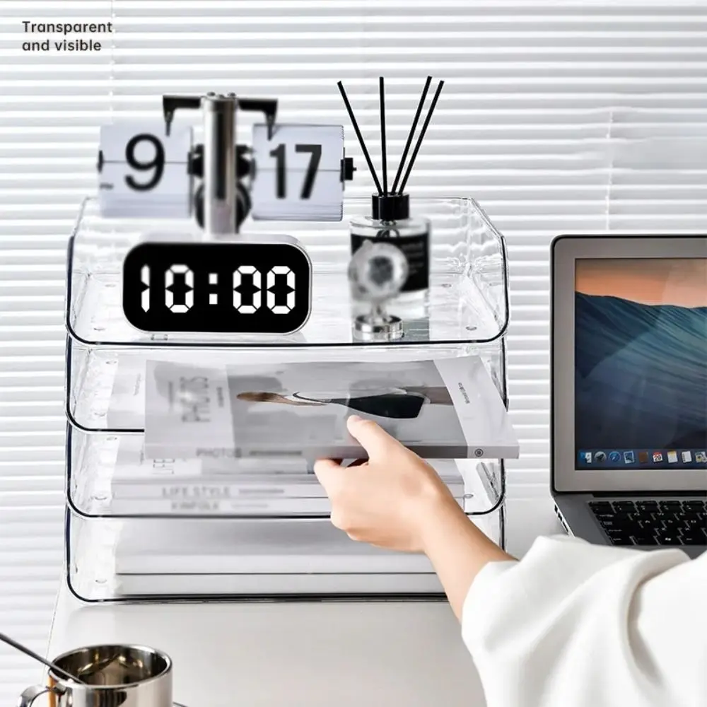 Transparente Desktop-Datei ablage stapelbar große Kapazität Briefpapier Buch Lager regal a4 Dokument Papier Veranstalter Home Office