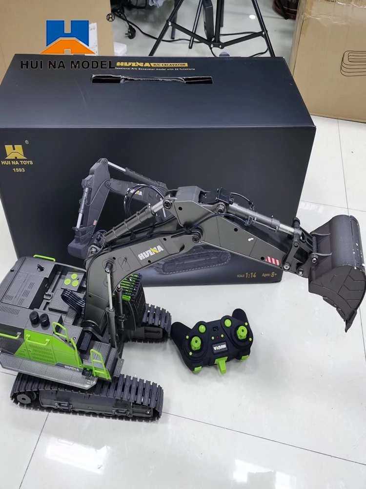 1/14 HUINA 1593 582 RC Bagger Dumper Truck Raupenbagger Legierungs-Traktorlader 2.4G Funkferngesteuertes Auto Baumaschinen-Spielzeug für Jungen