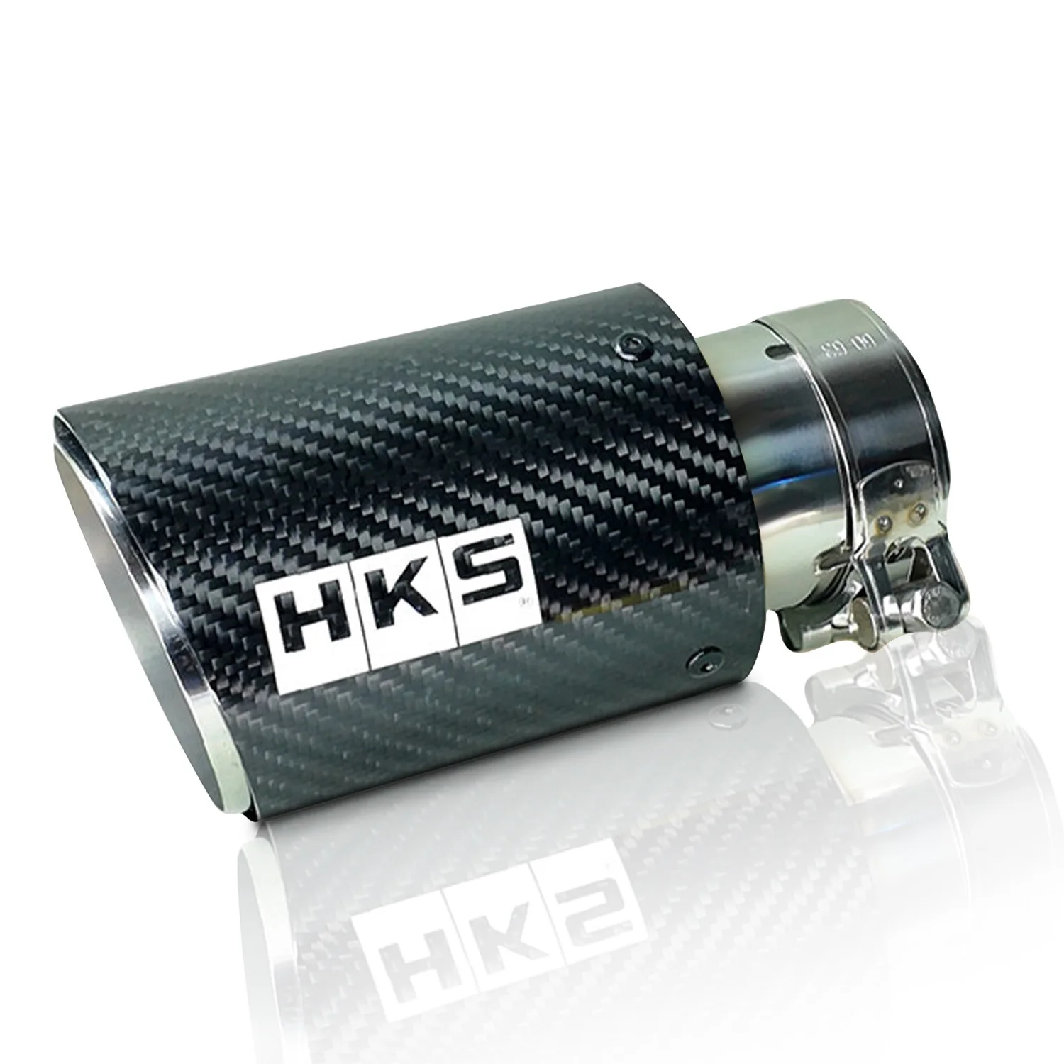 

HKS 1 Pcs Universal Car Carbon Fibre Tail Throat Stainless Steel Exhaust Tip Black woven twilll Muffler Nozzle Tip