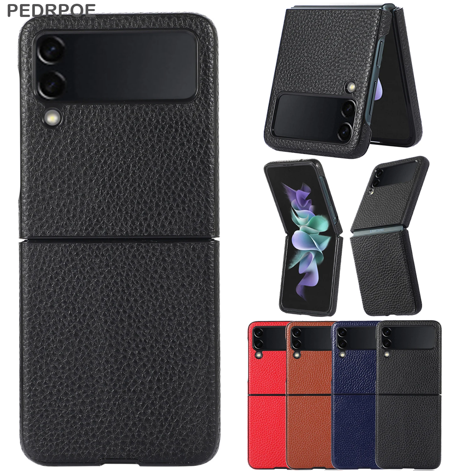 

Складной чехол для мобильного телефона из натуральной кожи для Samsung Galaxy Z Flip 3, роскошный защитный чехол от падения для Samsung Z flip3 5G