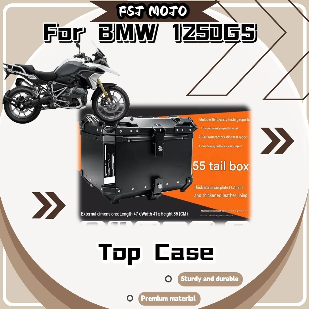 Fit BMW 1250GS Flat Aluminum Top Case 45L/55L Wear‑Resistant Shell For Helmet & Gear Storage Mod Accessories