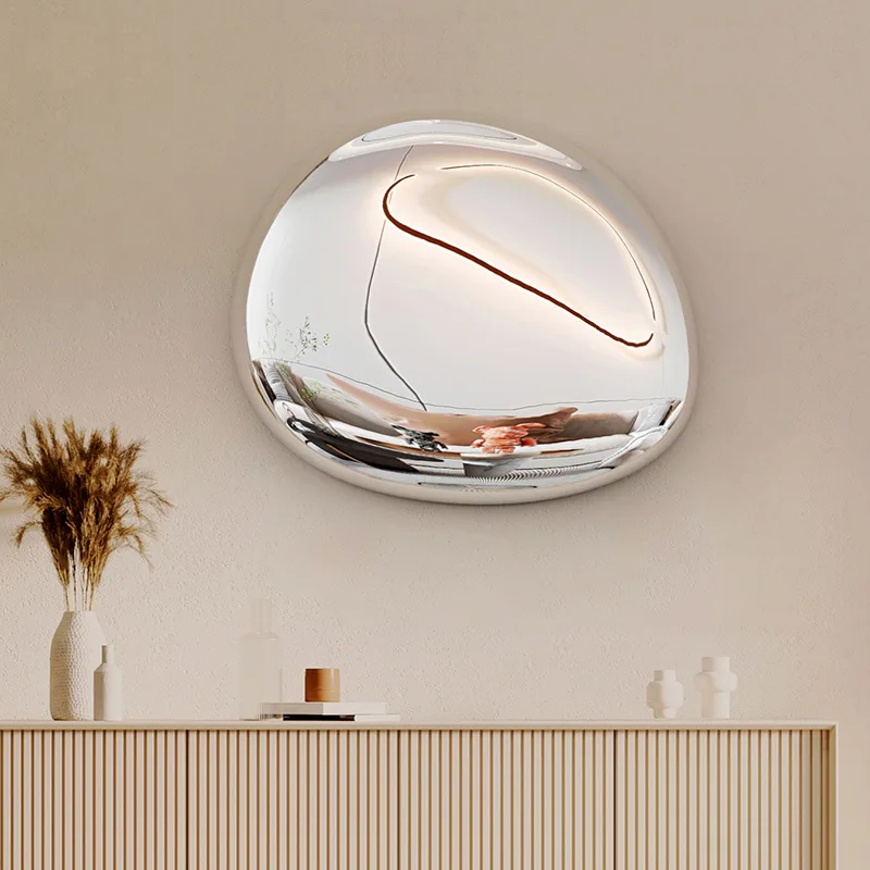 Decoração de Parede em Forma de Gota de Água em Aço Inoxidável Imitado, Modelo de Restaurante, Decoração de Parede com Cabeça de Pedra