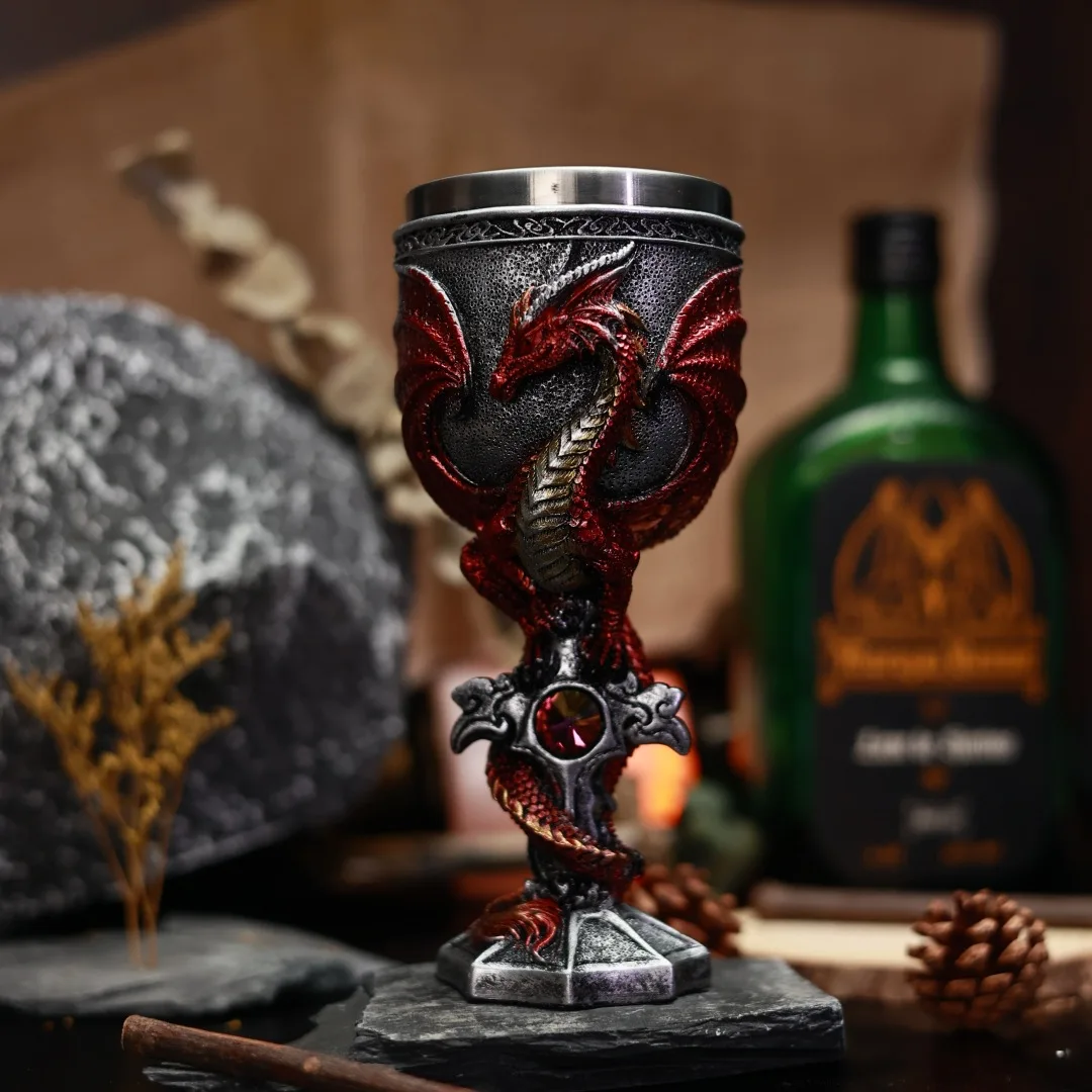 

New Arrival 3D Stereo Western Dragon Wine Goblet - Stainless Steel Dragon Warrior Highball Cup, Fantasy Red Wine Mug