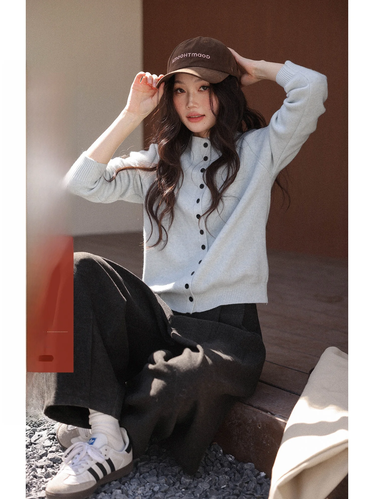 

Светло-голубой кардиган на одной пуговице, женская зимняя верхняя одежда, вязаная кофта для ношения под что-либо, повседневная, с длинными рукавами