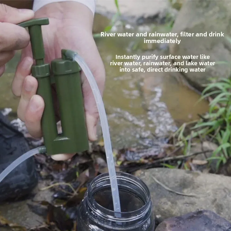 Single Soldier Emergency Survival Water Filter Portable Outdoor Water Purifier for Camping Hiking Disaster Relief Gear