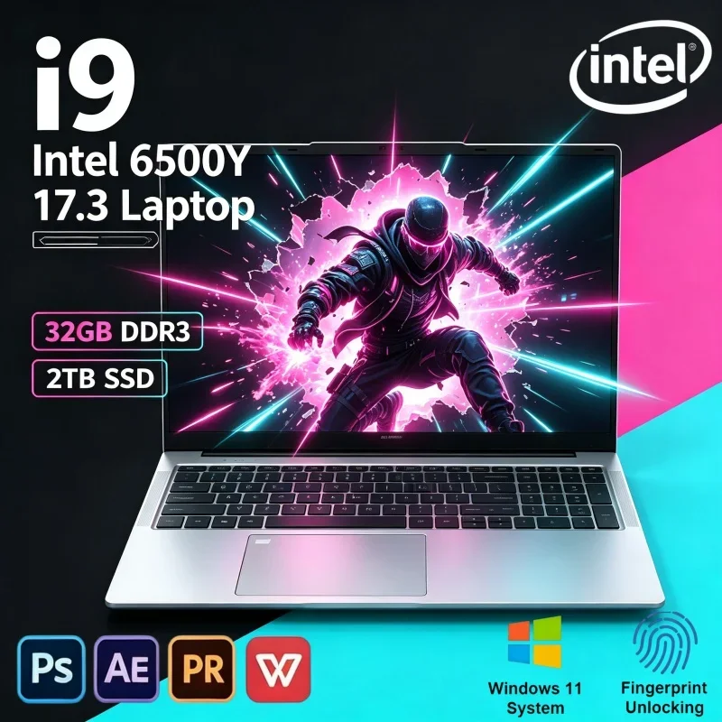 2026 Budget Premium 17.3 Inch Large Screen Laptop Intel Core 6500Y 16/32GB RAM 2TB Win11 Slim PC