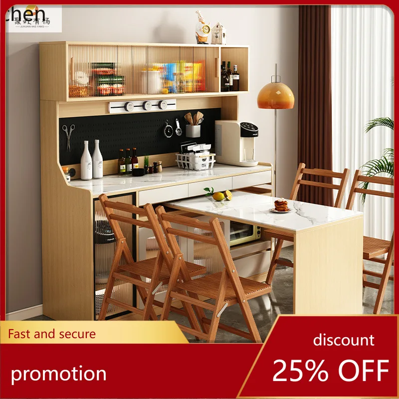 

HXL Multifunctional Sideboard Rotating Dining Table Solid Wood Storage Dining Table Cabinet